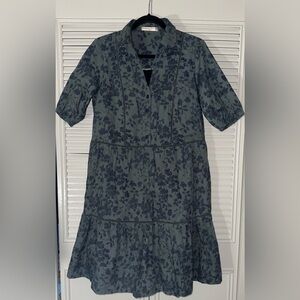 Eshakti Wayward Fancies Lattice Trim Floral‎ Print Cotton Poplin Dress **NO SIZE